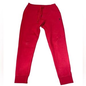 Polo by Ralph Lauren men Bright Red Jogger Sweatpants size S drawstrings pockets